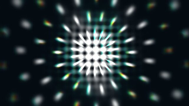 Abstract glowing bokeh lights in radial pattern, futuristic motion background