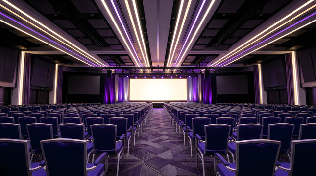 Empty modern auditorium with stage lighting