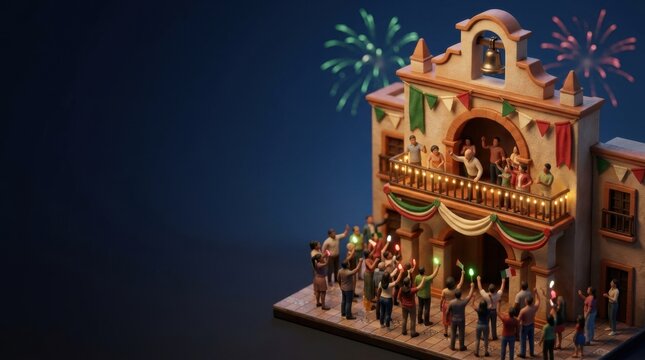 Mexico Independence Day celebration with fireworks and festive cultural scene