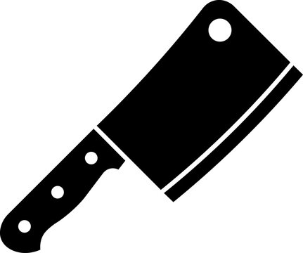 Black silhouette icon of a meat cleaver kitchen knife