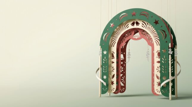 Colorful decorative arch for Mexico independence day celebrations with cultural designs