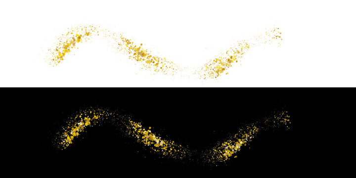 Gold Sparkles Black Background, Abstract Glittering Dust with Luxury Holiday Vibe