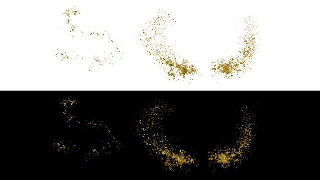 Gold Glitter Burst Transparent PNG, Luxurious Dark Background with Shimmering Sparkle Clusters
