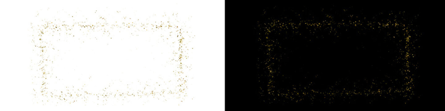 Golden Dust Scatter Transparent PNG, Ultra Wide Black Banner with Soft Glowing Particles