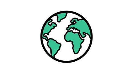 Fototapeta premium Minimal green planet earth icon