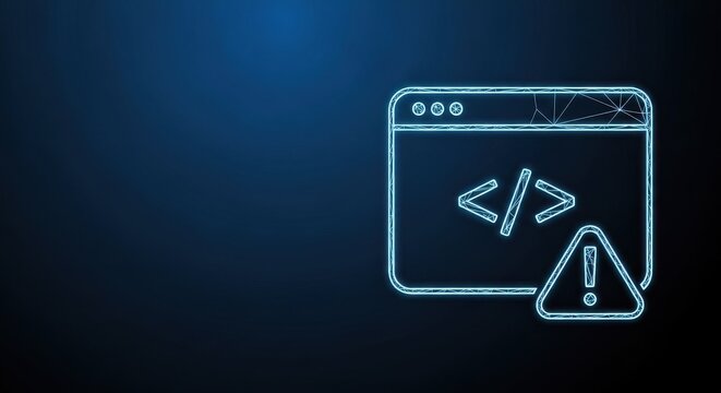 Neon blue coding window with cursor interface on a dark digital background