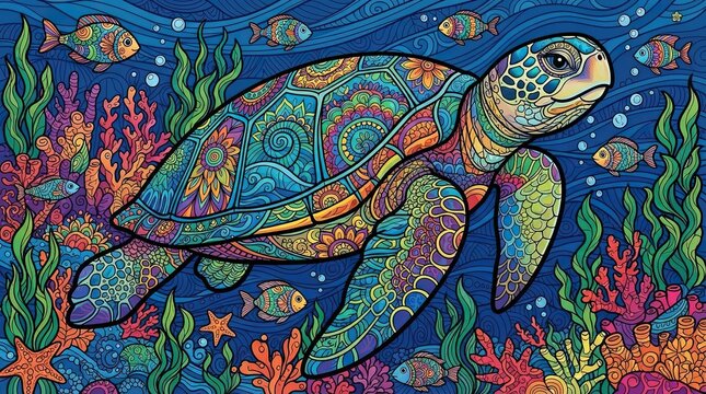 turtle on a blue background