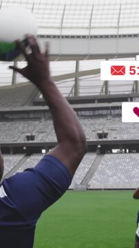 Animation of icons and data processing over diverse rugby players