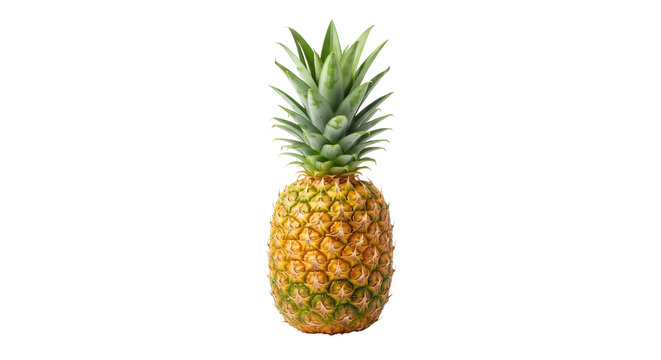 Ripe sweet pineapple fruit isolated on transparent background