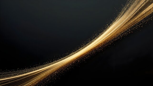 Abstract Golden Glitter Light Wave Trail for Luxury Celebration Background