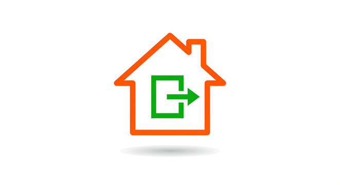 Vector illustration of house with exit open door. Symbol of eviction. Icon of eviction notice.
illustration concept a logo