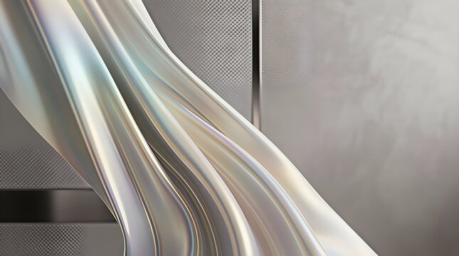 Abstract smooth metallic silver wave pattern.