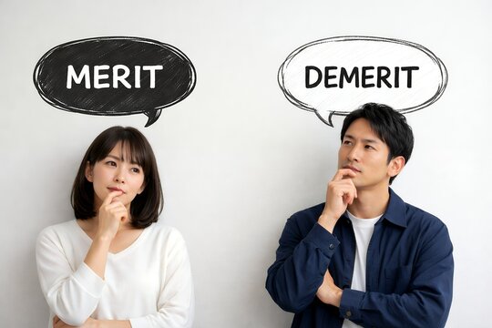 メリットとデメリットで悩む日本人男女の比較検討する姿