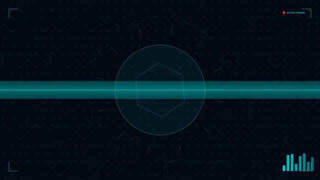 Digital biometric scanner interface with abstract glowing geometric radar lines