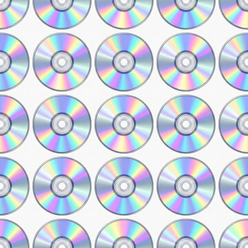 Holographic CD-R Seamless Pattern Y2K Retro Rainbow Vector Background Tileable Repeating Texture