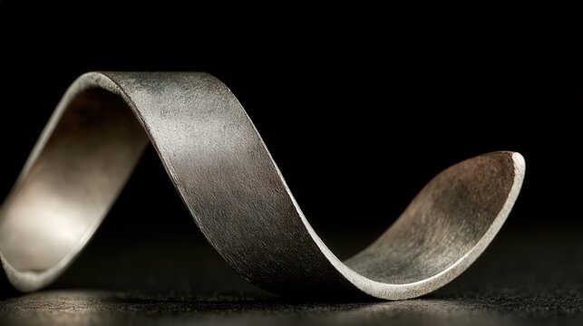 Curved Magnesium Metal Ribbon with Matte Brushed Texture