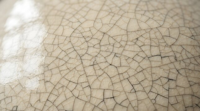Old cracked ceramic texture with beige and white glaze pattern.