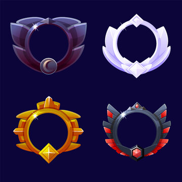 Set of dark and deluxe game UI frames and rank badges