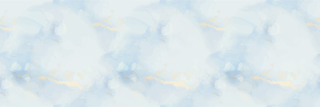 Gold Marble Watercolor. Vector Ink Canvas. Foil Gradient Background. Light Elegant Background. Shiny Copper Pattern. Liquid Seamless Sea Template. Watercolor Marble. Blue Ink Paint. Vector Alcohol Ink