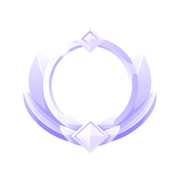White crystal game badge frame and avatar border isolated on transparent background
