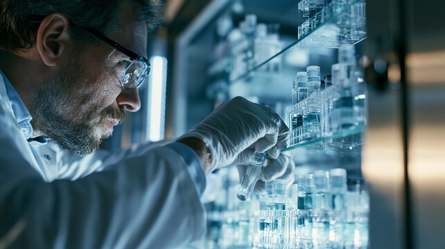 Scientist Examining Laboratory Samples in a Modern Research Laboratory