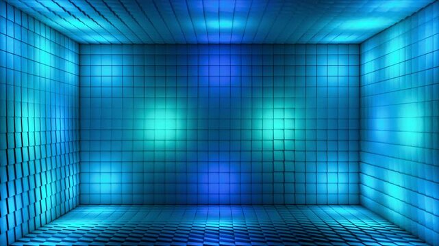 Broadcast Pulsating Switching Hi-Tech Blinking Illuminated Cubes Room Stage, Multi Color, Events, 3D, Loopable, 4K
