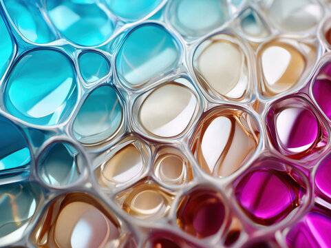 Iridescent organic cell structure close up futuristic material design