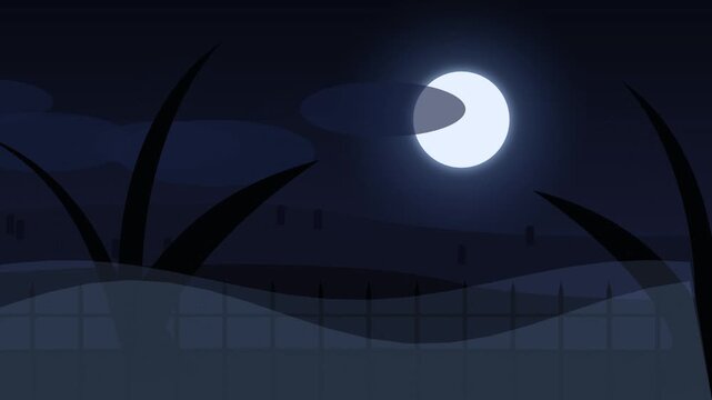 Ghost Halloween Motion Graphics with Spooky Moonlit Cemetery Scene
