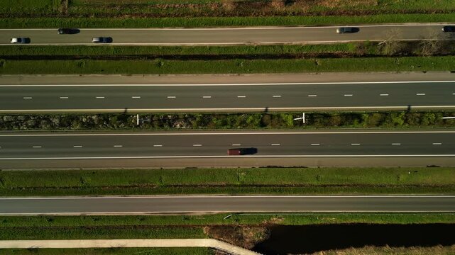Aerial View of E34 Highway: A Busy Traffic Scene in Belgium