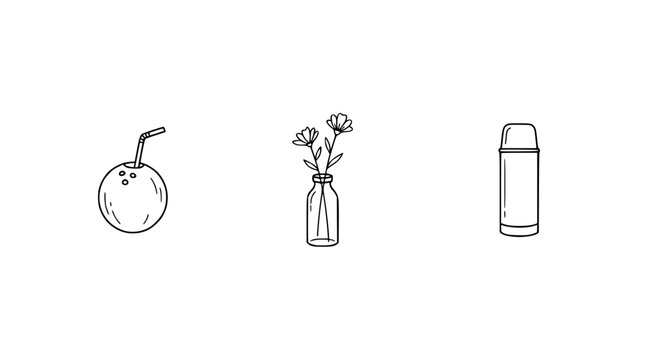 The image features a refreshing drink, a vase filled with flowers, and a stylish water bottle, combining elements of refreshment, nature, and wellness in a vibrant composition.