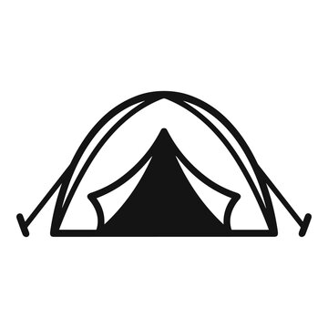 Black and white simple icon of a camping tent
