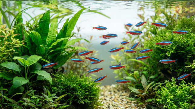 Fish swimming in garden, immersive underwater wildlife scene showing animal welfare, responsible care, wellbeing, humane values, education, community awareness, supporting responsible care education