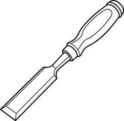 Obraz premium A simple modern chisel tool shown in line art format