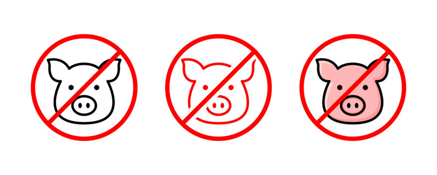 Pork warning icons are perfect for indicating dietary restrictions or food labeling showing no pork