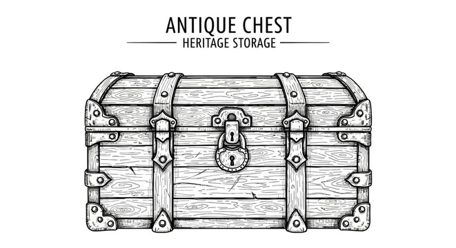 Vintage Antique Wooden Treasure Chest Box.