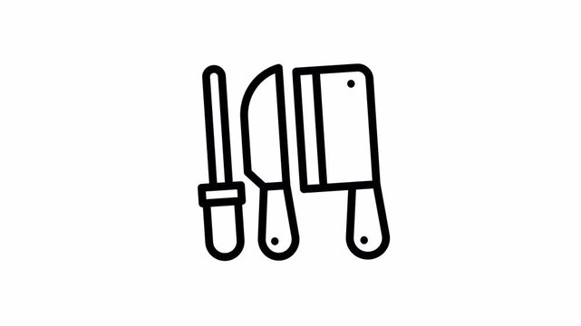 chef knife minimalist stroke animation