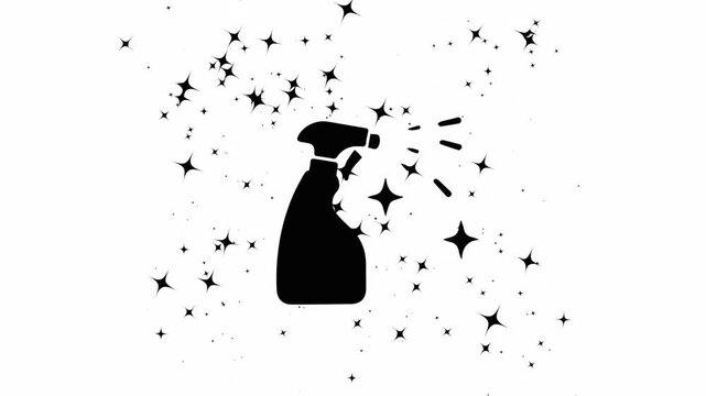 Cleaning spray bottle icons with sparkling effect