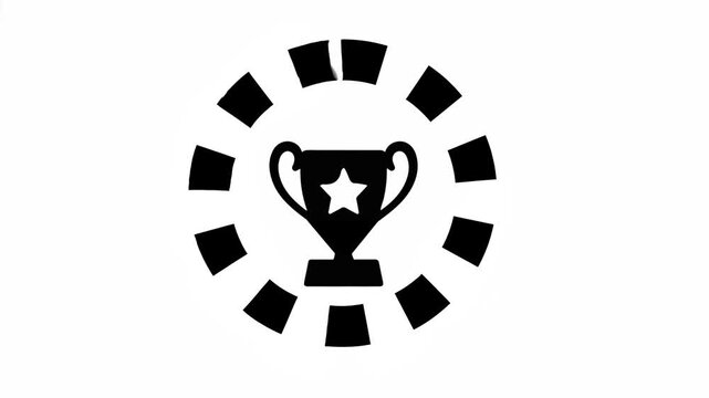 Trophy cup icons set with dashed circular borders