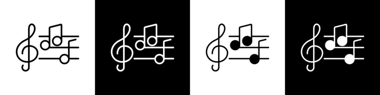 Music black and white icon design concept