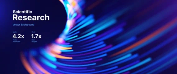 Fotobehang Sportwinkel Abstract Digital Visualisation Background with Futuristic Data Particles. AI Analytics Research Presentation Background. Vector Illustration.  © ec0de
