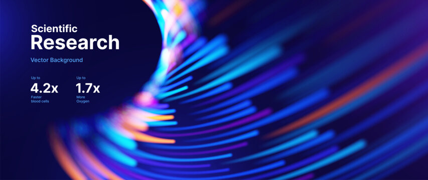 Abstract Digital Visualisation Background with Futuristic Data Particles. AI Analytics Research Presentation Background. Vector Illustration.
