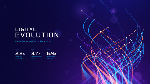 Fiber Optic Light Trails Forming Abstract Network Landscape. Rapid Broadband Transmission Concept Designed for Technology, Finance and Cloud Platforms.
