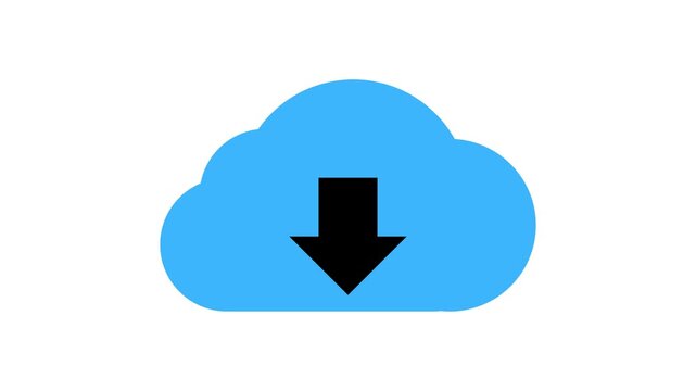 Cloud download icon with a downward arrow indicating data transfer and storage services for digital information