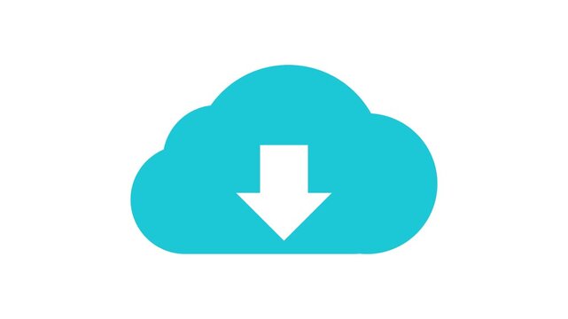 Download icon, cloud with arrow icon, signifies uploading and downloading information to the cloud or network, abstract vector