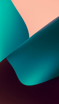 Abstract curved teal and peach folded paper