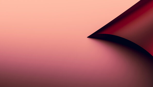 Curled paper corner with shadow on soft pink gradient background