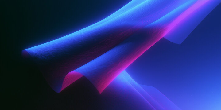 Three large, smooth ribbons of light flow diagonally in a dark, abstract setting.