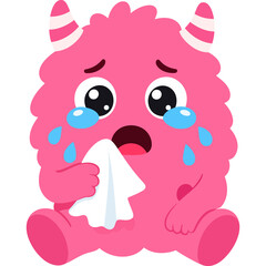 Fototapeta premium Cute Pink Monster Character Expression Collection