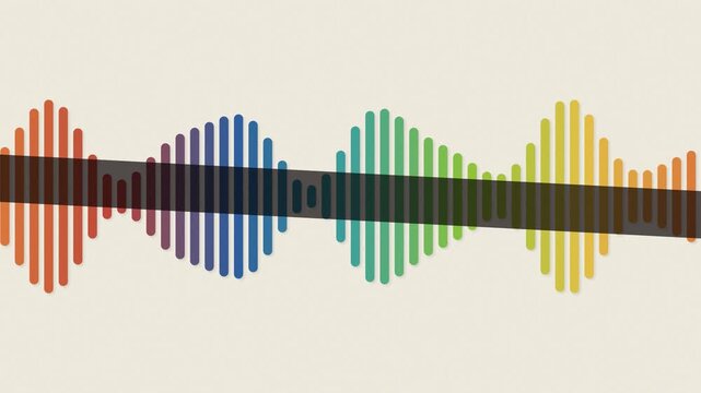 Colorful soundwave pattern on beige background. 2d animation