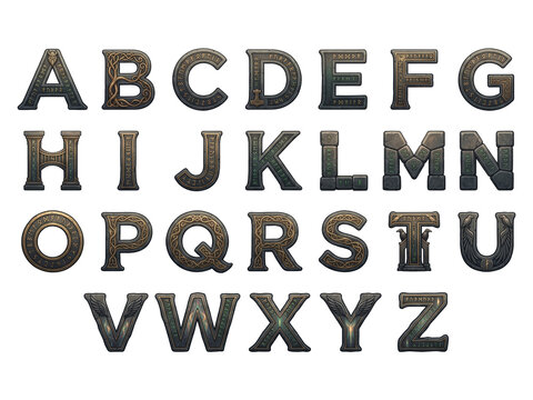 Norse Viking Rune Alphabet Letters with Ancient Nordic Symbols